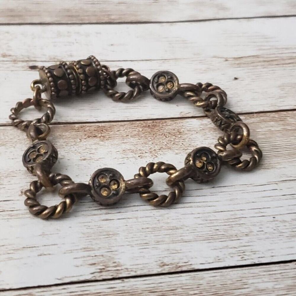 Vintage Bracelet - Brown Metallic Tone Bracelet with Magnetic Closure